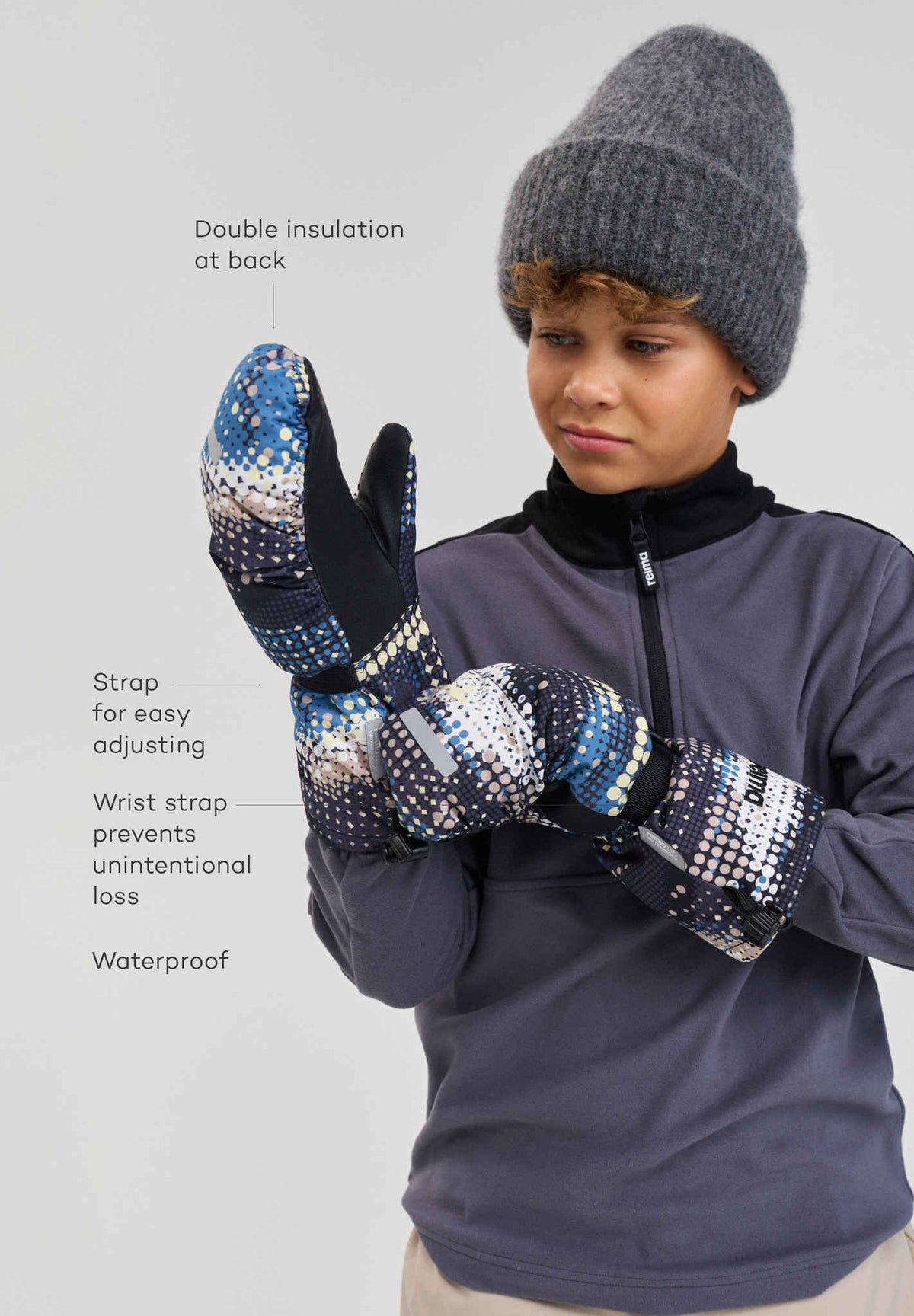 Mouffles de ski imperméables pour enfants Vanukko